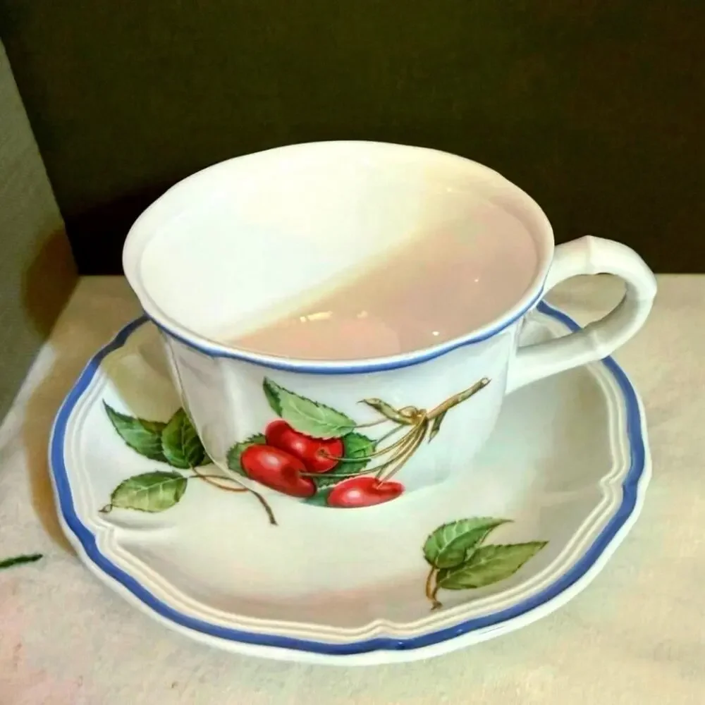 Villeroy & Boch Cottage Cup & Saucer • Cherry Motif • Germany
